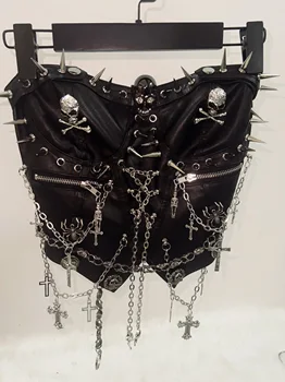 Spikey Skull and Chain Cropped Top 3