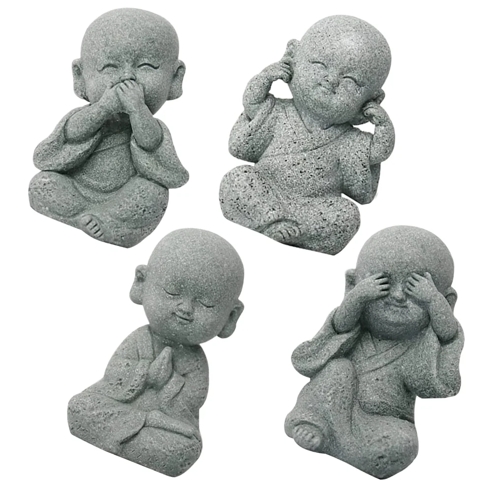

4pcs Monk-shaped Adornment Monk Statue Adornment Outdoor Landscaping Monk Ornament