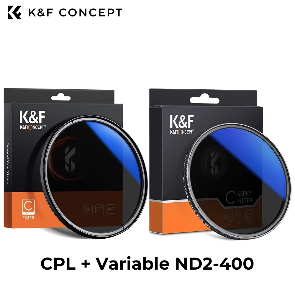 

K&F Concept CPL Circular Polarizer and Variable ND2-ND400 Lens Filter Set Multi Coated 37/40.5/43/46/49/52/55/62/67/72/77/82mm