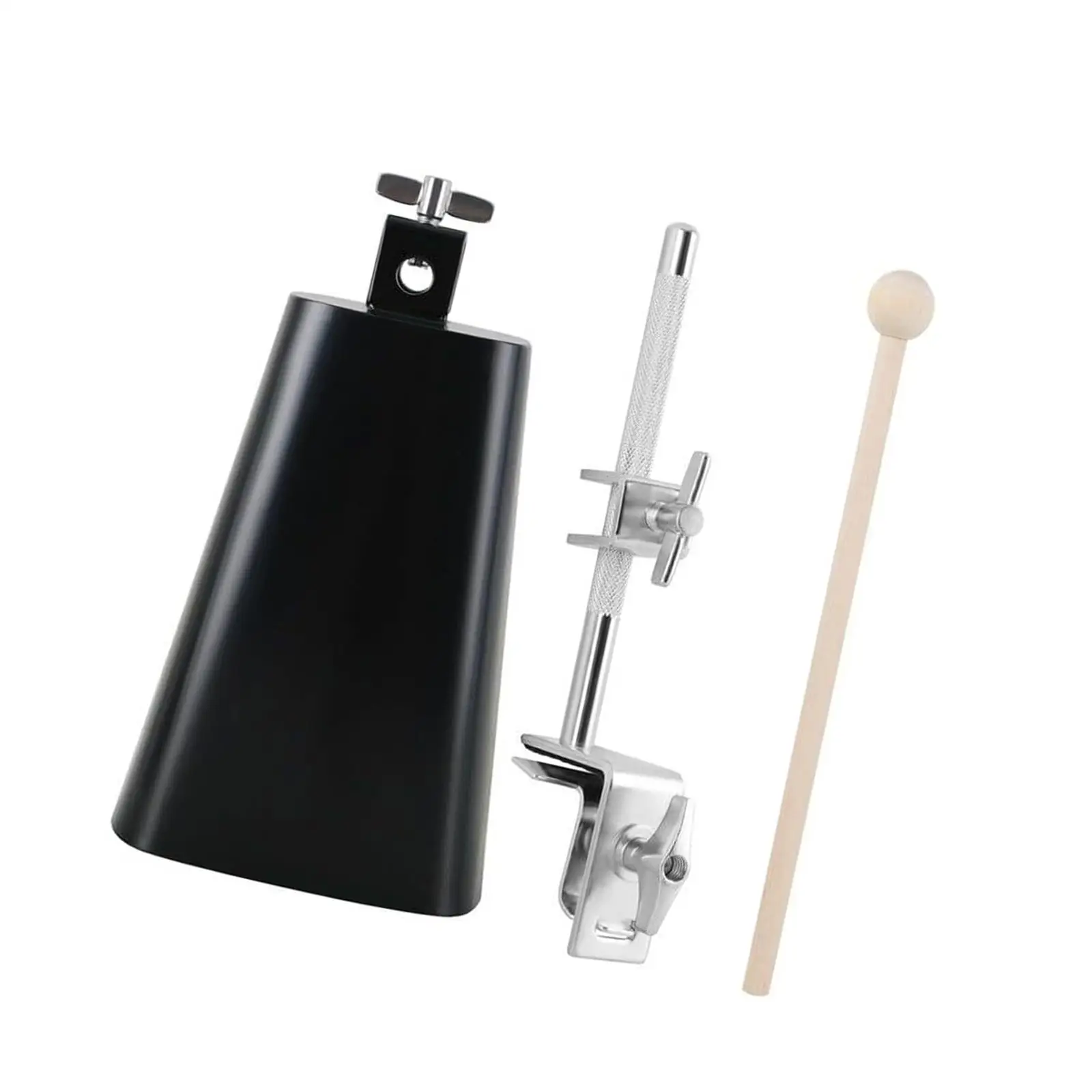 

7" Drum Cowbell Mount Clamp with Cowbell Drum Stick Hardware Noise Makers Cowbell Mounting Bracket Percussion Instrument