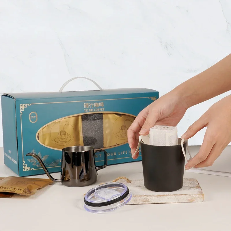 

Легкий подарок в виде портативного кофейного набора, подвесной кофейный ручной чайник, дорожная уличная кофейная чашка