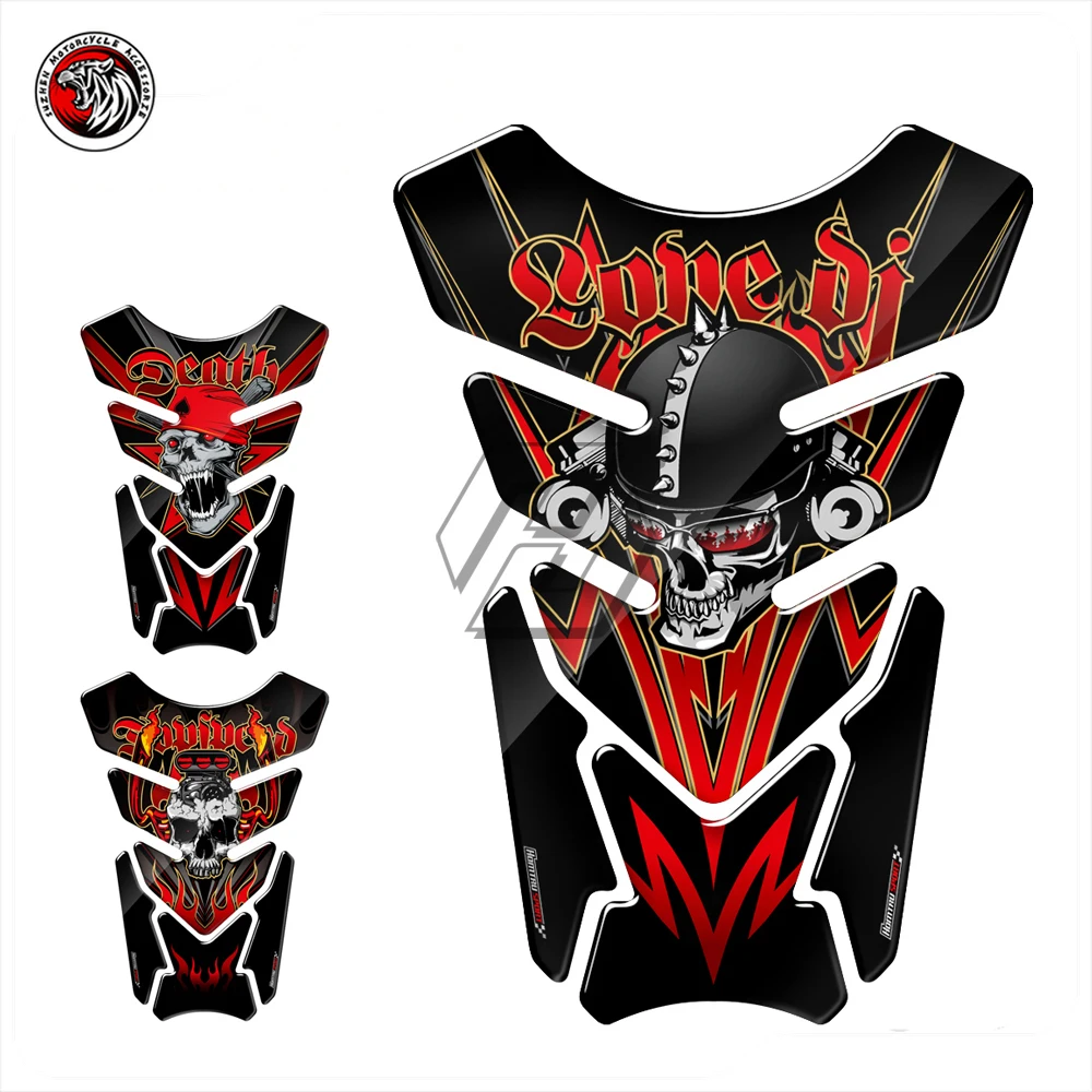 3D Motorcycle Tank Pad Gel Protector Sticker Skull Punk Tankpad Case for Universal Suzuki Kawasaki Yamaha Honda CBR Tank 3d flame fire auto motorcycle tank pad stickers emblem fairing decals for haley honda cb cbr yamaha r1 r6 kawasaki suzuki gsxr