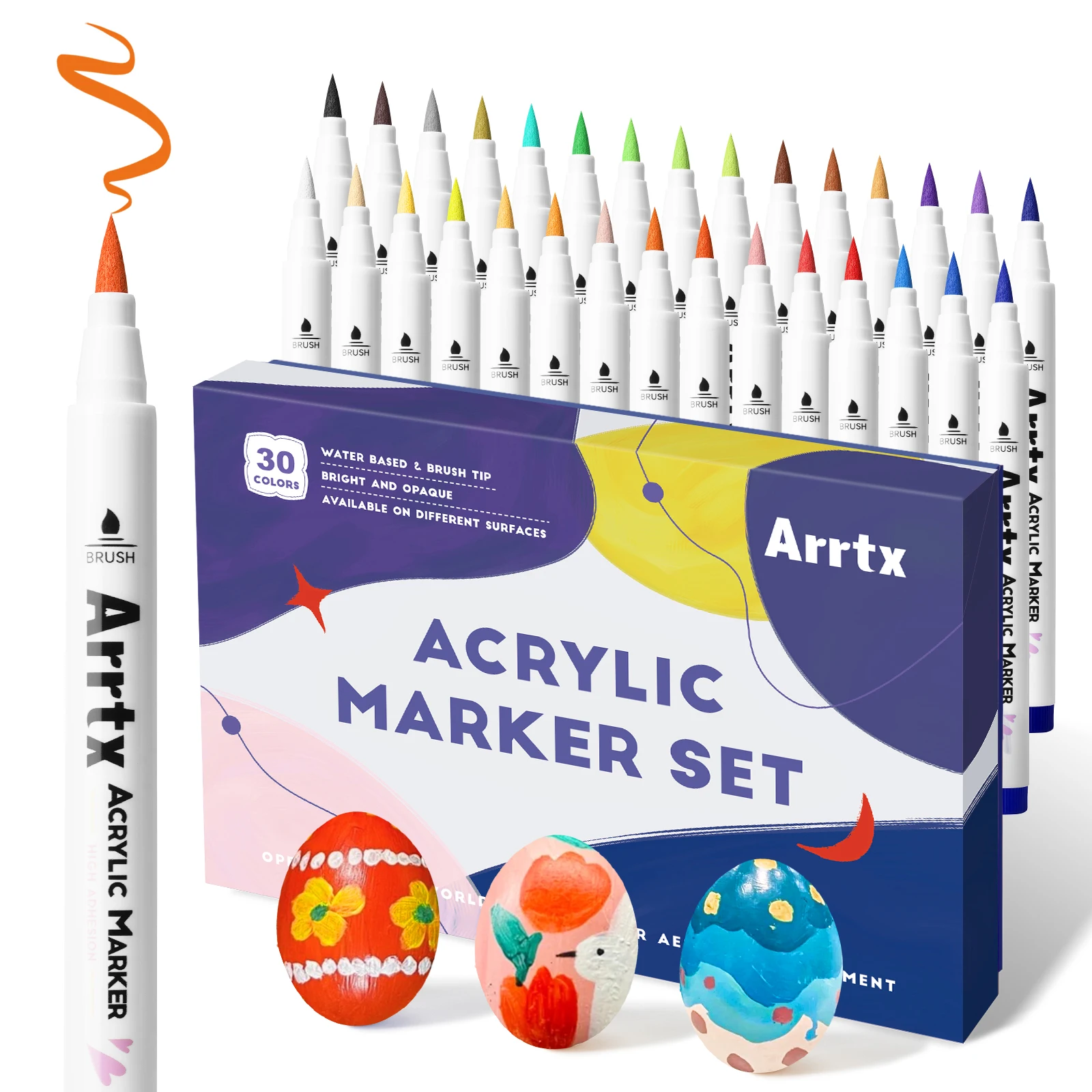 Arrtx 32 Colors Sketching Markers Dual Brush Acrylic Paint Marker Pens On  Rock Glass Canvas Metal Ceramic Mug Wood Plastic - AliExpress