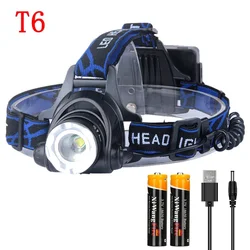 High Lumen Rechargeable LED Waterproof Headlamp with Telescopic Zoom (Type 1 with battery)