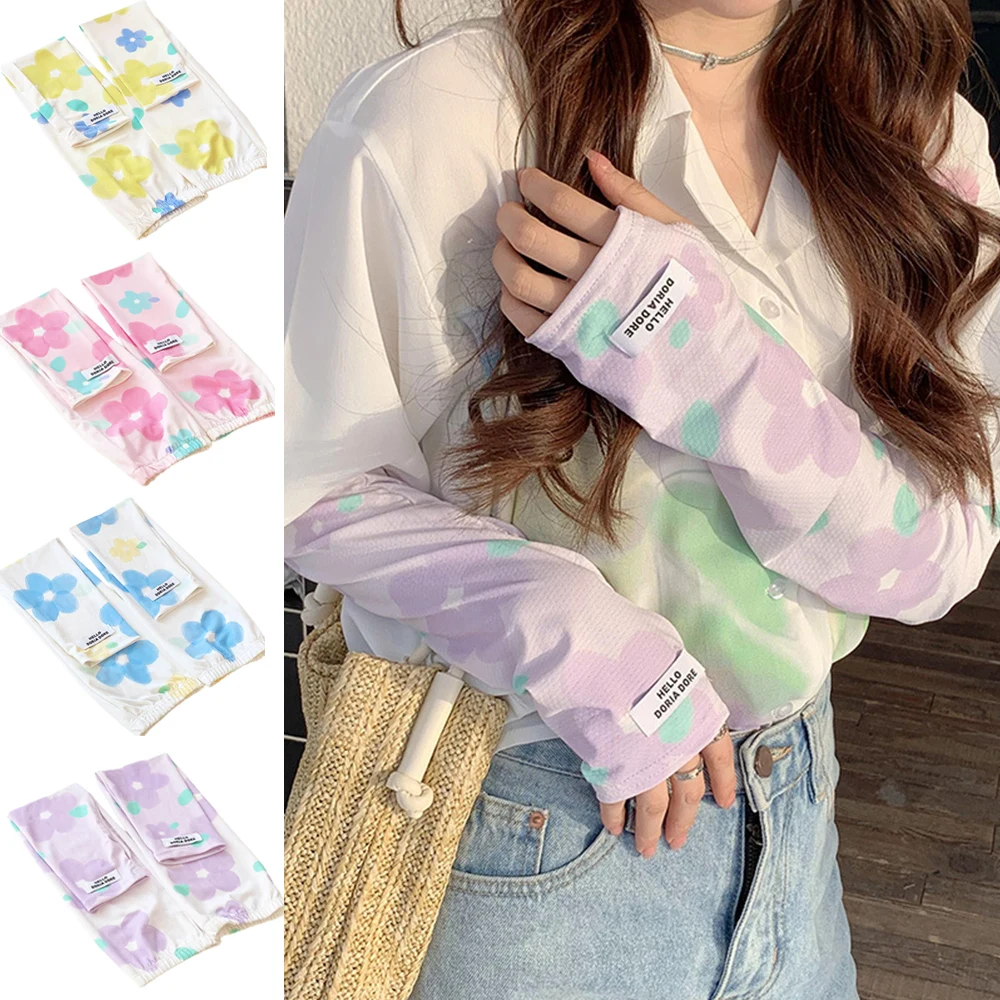 

Anti-sunburn Sleeve Ice Silk Cycling Sleeve Arm Covers Arm Sleeves Sun Protection Cool Cuff Outdoor Sports Half Finger Gloves