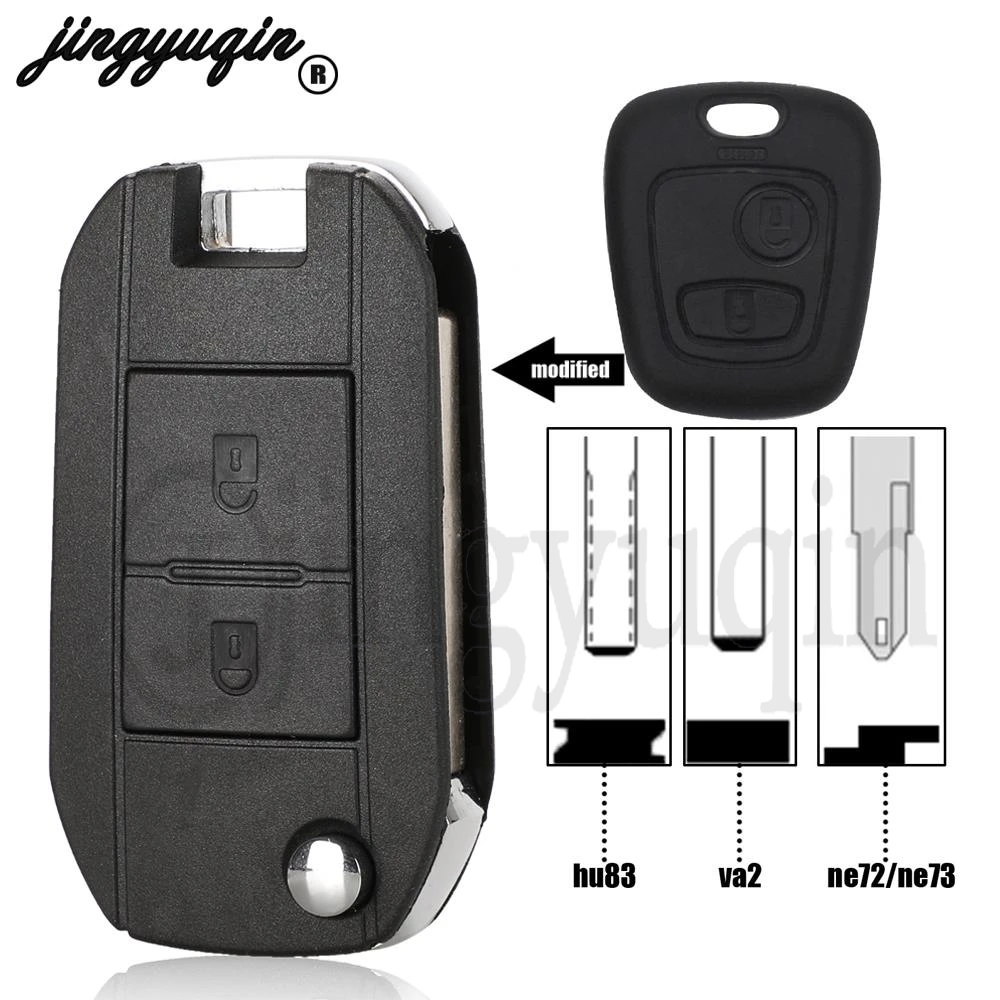 

jingyuqin Modified For Peugeot 307 For Citroen C1 C2 C3 C4 C5 Folding Flip Remote Car Key Case Cover Shell Styling HU83/va2/ne72