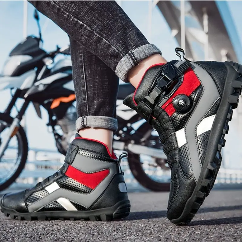 Motorcycle Boots Men Cowhide Leather Motorbike Riding Shoes Anti-slip Rubber Sole Accessories motorcycle shoes,motorcycle boots