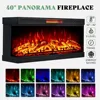 75in 3-Sided Glass Fireplace TV Stand for TVs up to 85", Rustic Media Entertainment Center Console Table 3