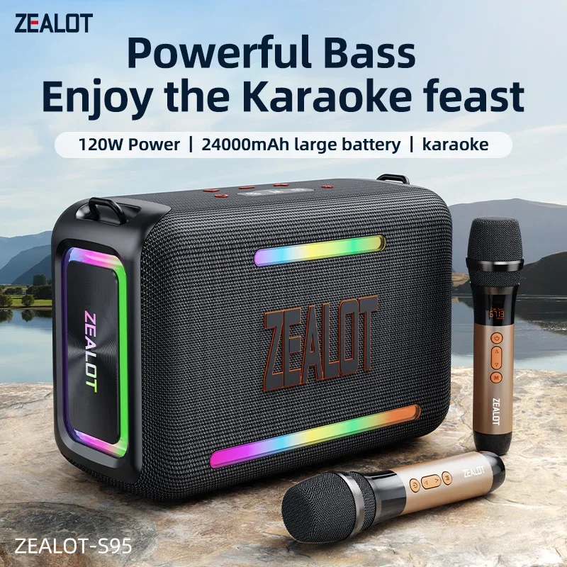 Zealot-S95M Portable Bluetooth Speaker 120W , Bass Party Boombox IPX6 ...