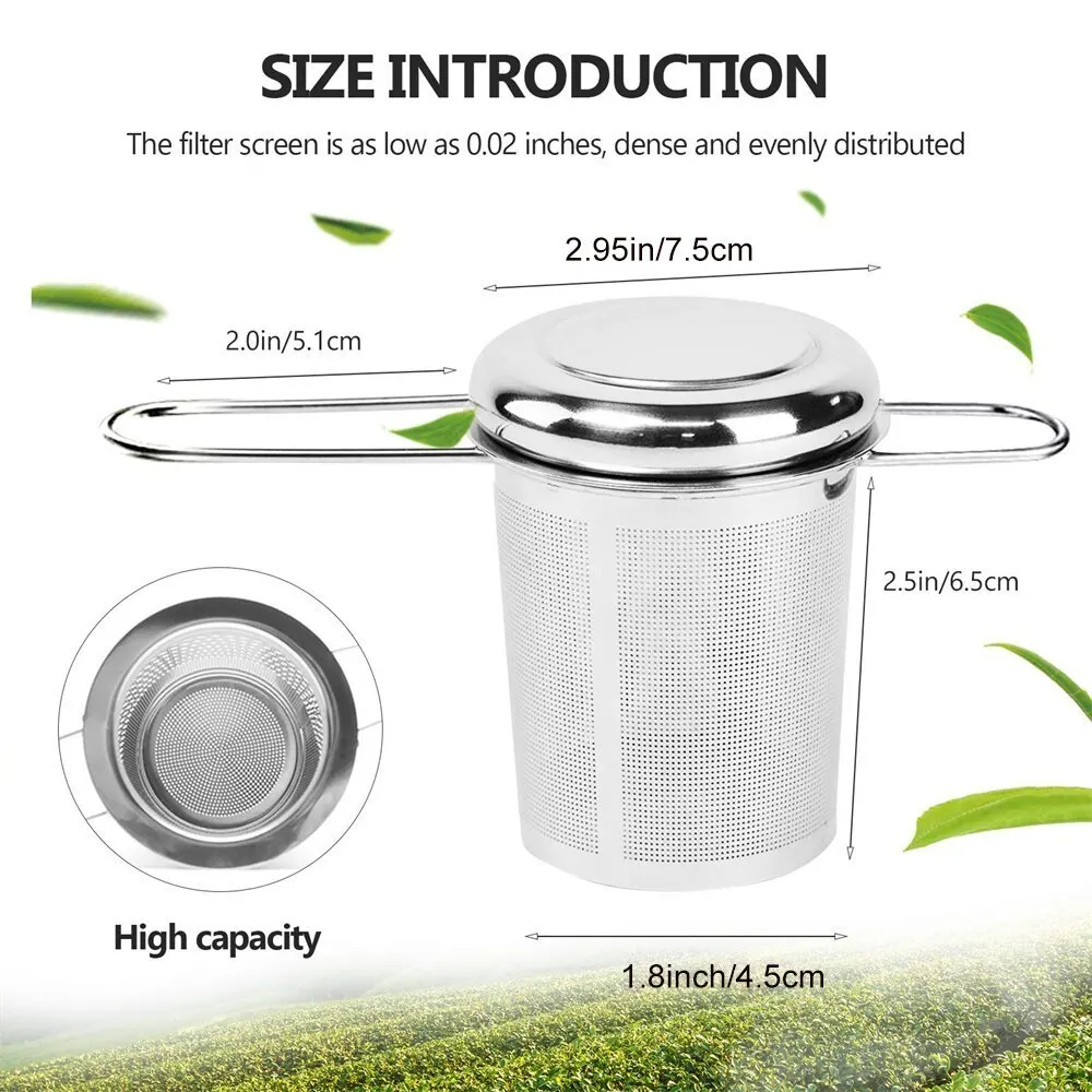 Reusable Mesh Tea Infuser with Lid Stainless Steel Cup Strainer Loose Leaf Spice Filter for Teapots Mugs Cup to Steep Tea Coffee tea infuser tea strainer tea filter