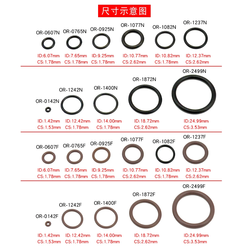 CS 1.53-3.53mm ID 1.42-24.99mm High Quality Rubber O Ring NBR FKM O-ring Valve Regulator Maintenance Accessories 6