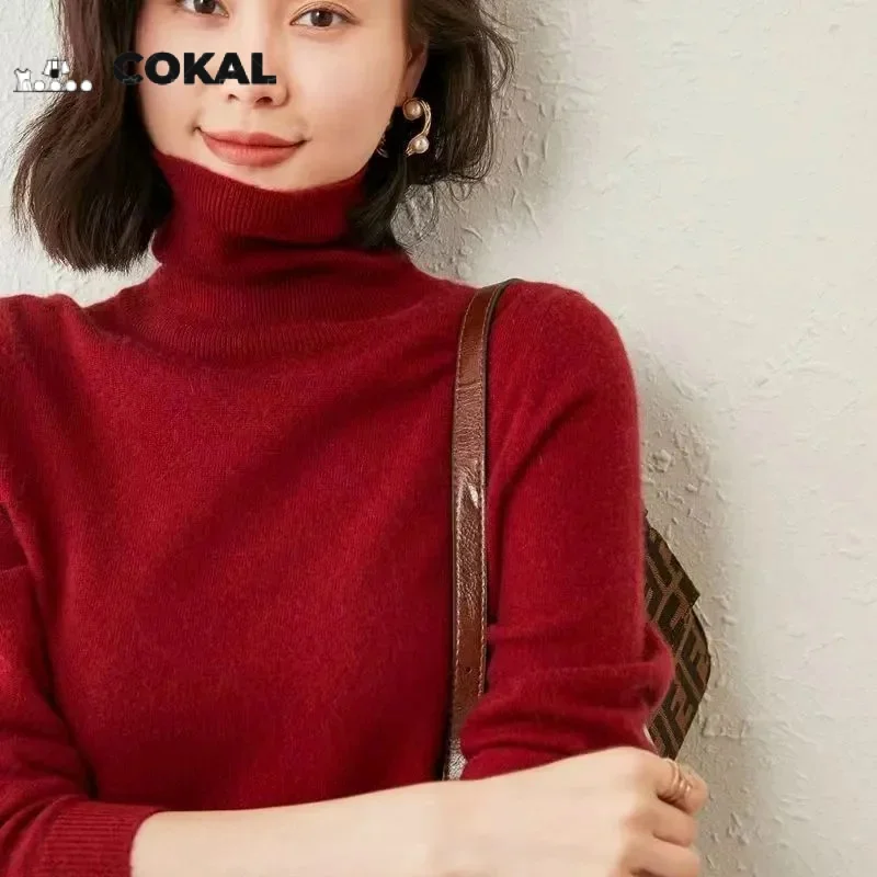 

COKAL autumn and winter new turtleneck warm knitwear women's casual underpants fashion knit pullover