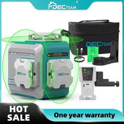 3D 12 Lines Self-leveling Laser Level DECTEAM 3 x 360° Green Beam Cross Line Laser Levels with Rechargeable Li-ion Battery M03CG