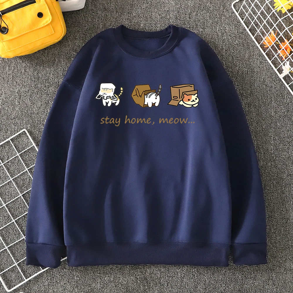navy kawaii cartoon cat sweatshirt and cat dad sweatshirt