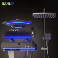 Led Digital Bathroom Shower System Faucet Wall Mounted Waterfall Bathroom Faucets Rain Shower Head Piano Digital Shower Set 1