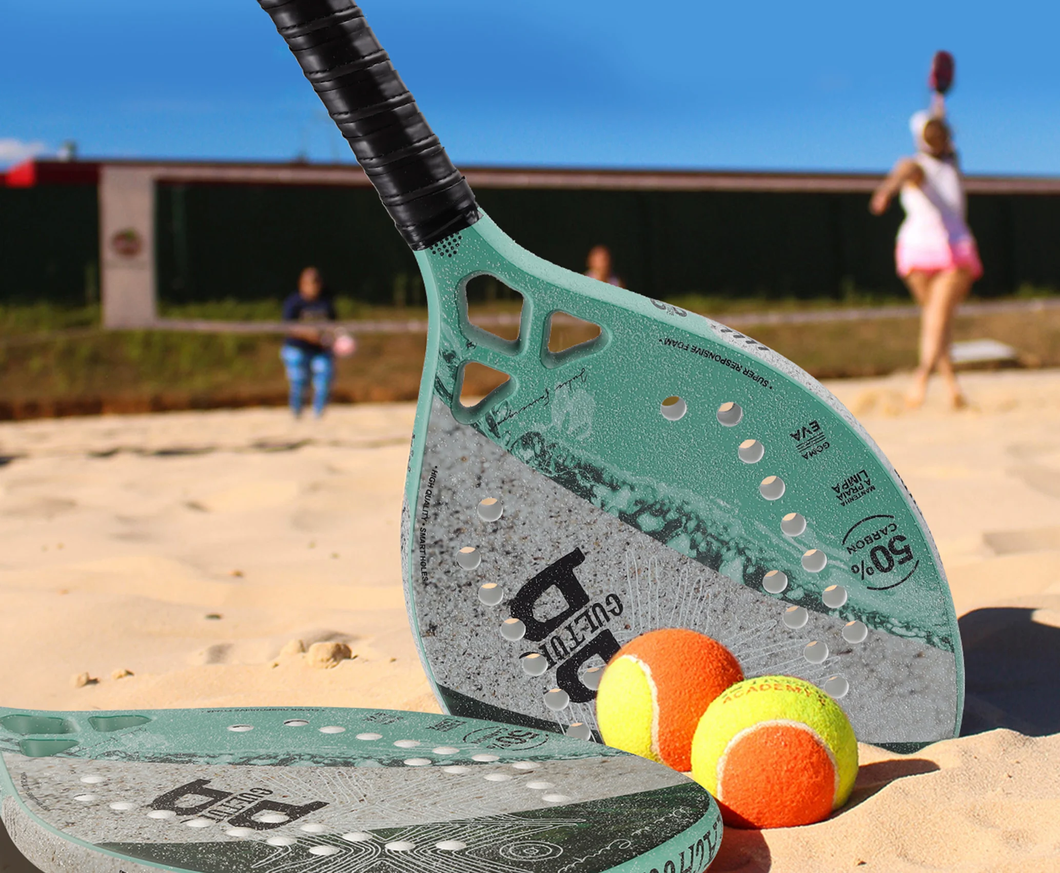 INSUM Beach Tennis Racket Carbon Fiber Surface Sand Grit Print Lightweight EVA Soft Racquet Cover Bag Carry