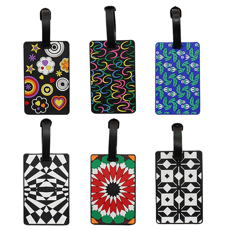 

Suitcase Geometry Vintage Flower Soft Silicone Luggage Tags Suitcase ID Addres Name Holder Baggage Tag Label Travel Luggage Tags