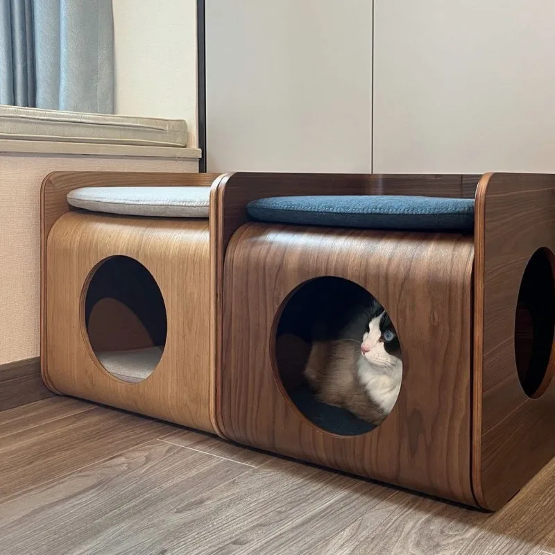 Bedside Multi-functional Pet Nest Simple Coffee Table Solid Wood Four Seasons Disassembled Washed Wooden Pet Cat Dog Kennel Cage