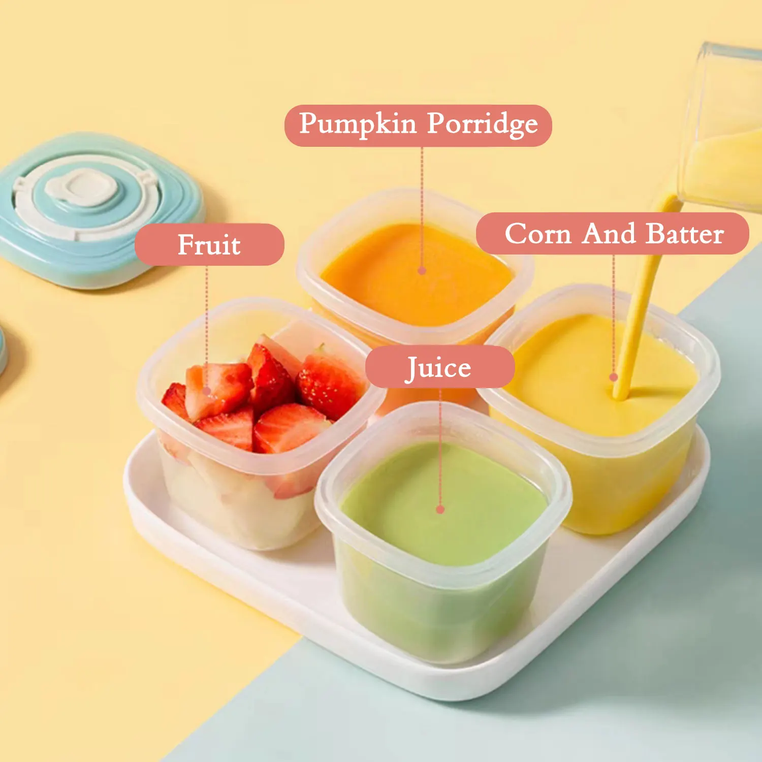 Baby Food Container Sealed Counting Sorting Container Snacks Portable Fresh Seal Microwaveable 1pcs