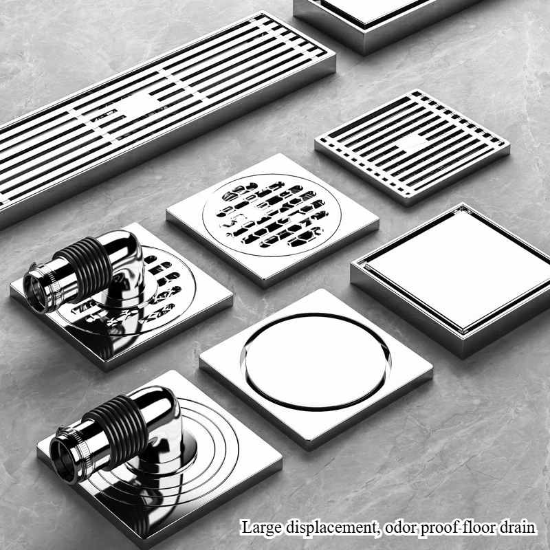 ท่อระบายน้ําชั้นที่มองไม่เห็นขนาดใหญ่ในห้องอาบน้ํา ห้องน้ํา และเครื่องซักผ้า ท่อระบายน้ําชั้นแบบใช้คู่กําจัดกลิ่นทองเหลือง 1