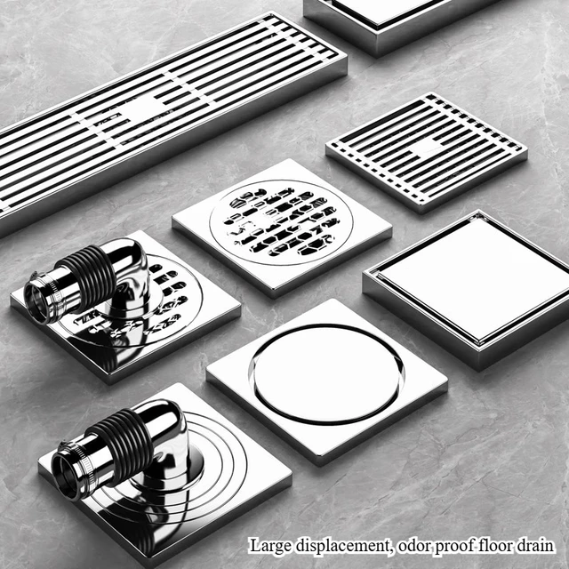 ท่อระบายน้ําชั้นที่มองไม่เห็นขนาดใหญ่ในห้องอาบน้ํา ห้องน้ํา และเครื่องซักผ้า ท่อระบายน้ําชั้นแบบใช้คู่กําจัดกลิ่นทองเหลือง 1