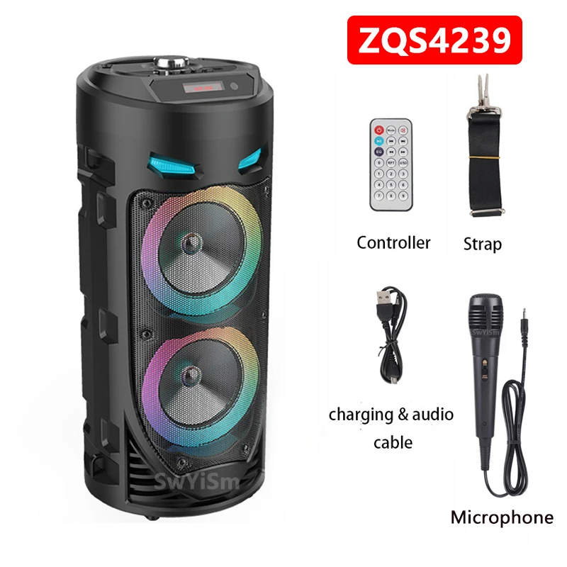 

30W Bluetooth Speaker Wireless Portable Column Big Power Stereo Subwoofer Bass Party Speakers with Microphone Family Karaoke USB