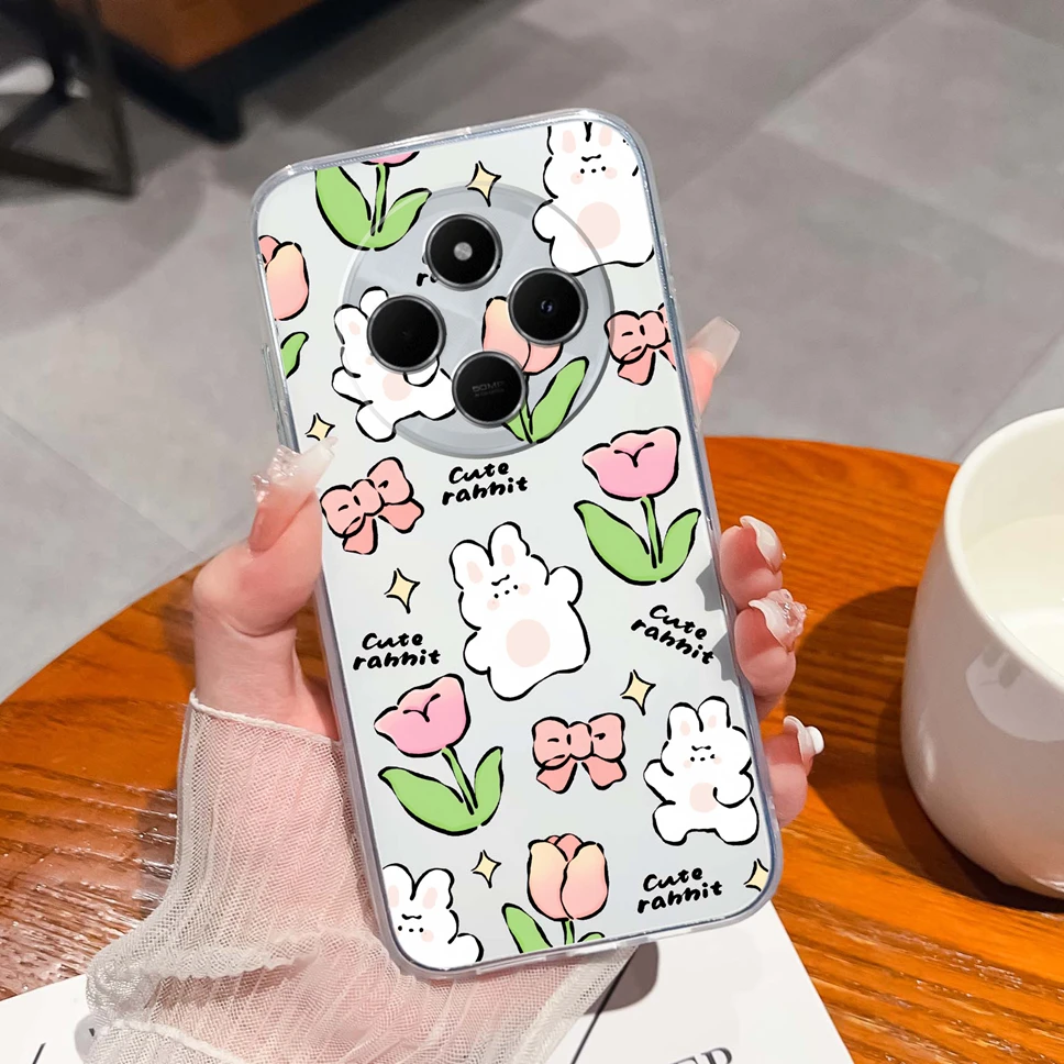 Cute Healing Pattern Clear Soft TPU Silicone Shockproof Phone Case