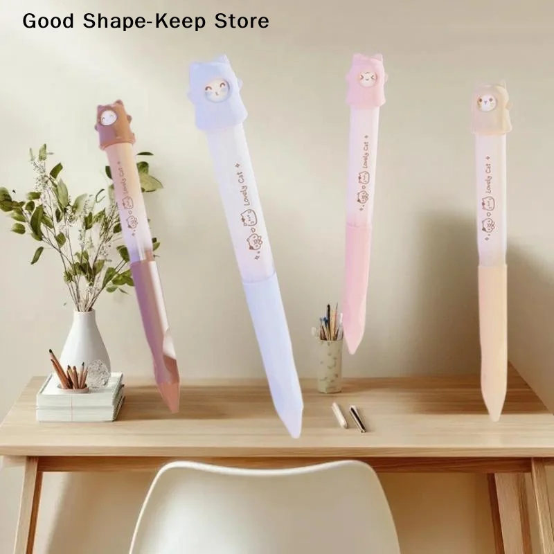 흥미로운 고양이 무늬 회전 젤 펜 0.5mm 검정색 (학교 및 사무실용)