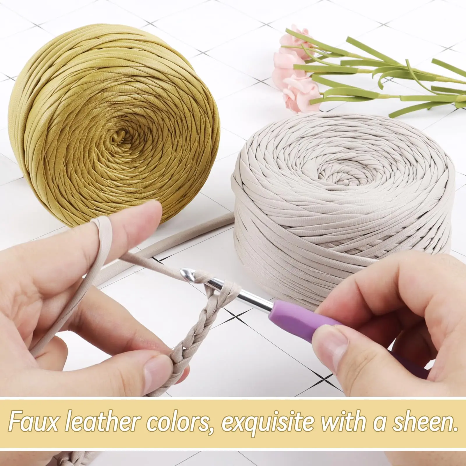 냅매트 인조 가죽 원단 실, DIY 직조 가방 패션 재킷 크로셰 실, 수제 액세서리 원사, 200g 굵은 실
