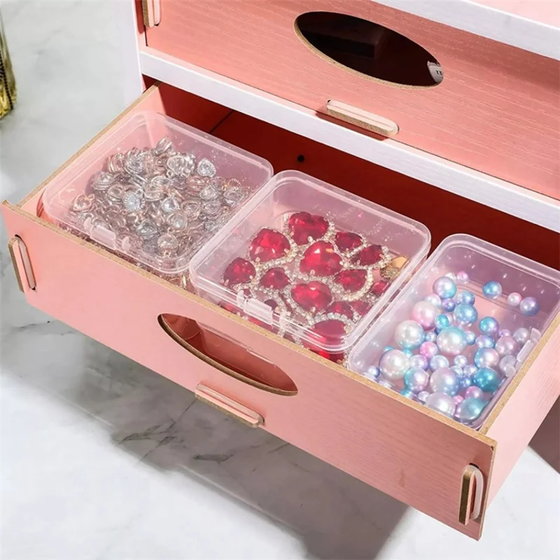 Plastic Plastic6-pack Mini Plastic Jewelry Storage Boxes - Transparent  Square Organizer