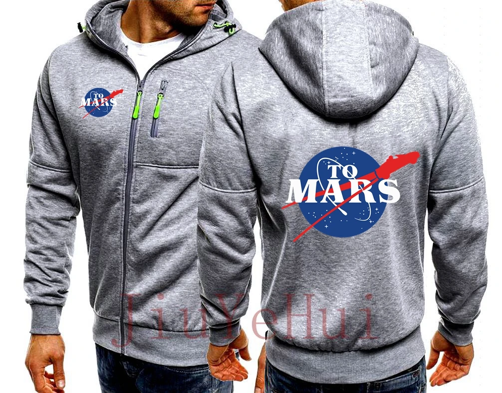 Mars SpaceX Black Zipper Sweatshirts Space X Hoodies Men's Popular Boyfriend's Jacket Mens Clothing Outerwear NASAS Hooded