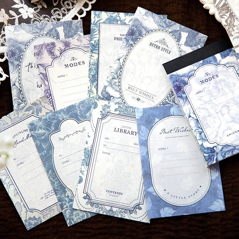 40Sheets Memo Book Retro Floral Pattern Decorative Backing Plant light ledger Border Material Paper Scrapbooking 105*75MM 2