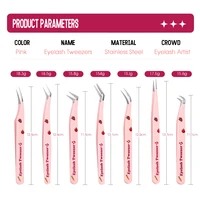 Eyelash Tweezers Pink Strawberry Stainless Steel Superhard Tweezers For Lash Extension High Precision Anti-Static Makeup Tweezer 2