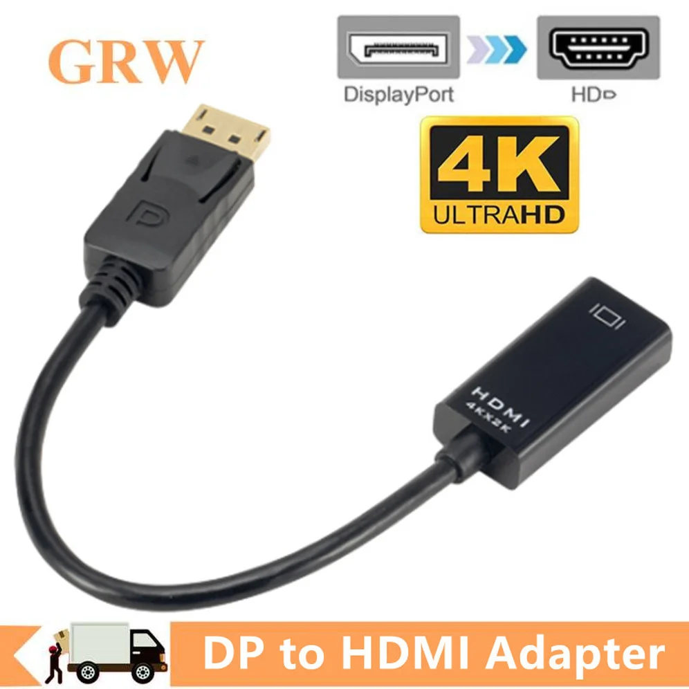 

Grwibeou 4K DisplayPort DP To HDMI-compatible Adapter Cable DisplayPort to HDMI -compatible Converter For Laptop Projectors HDTV