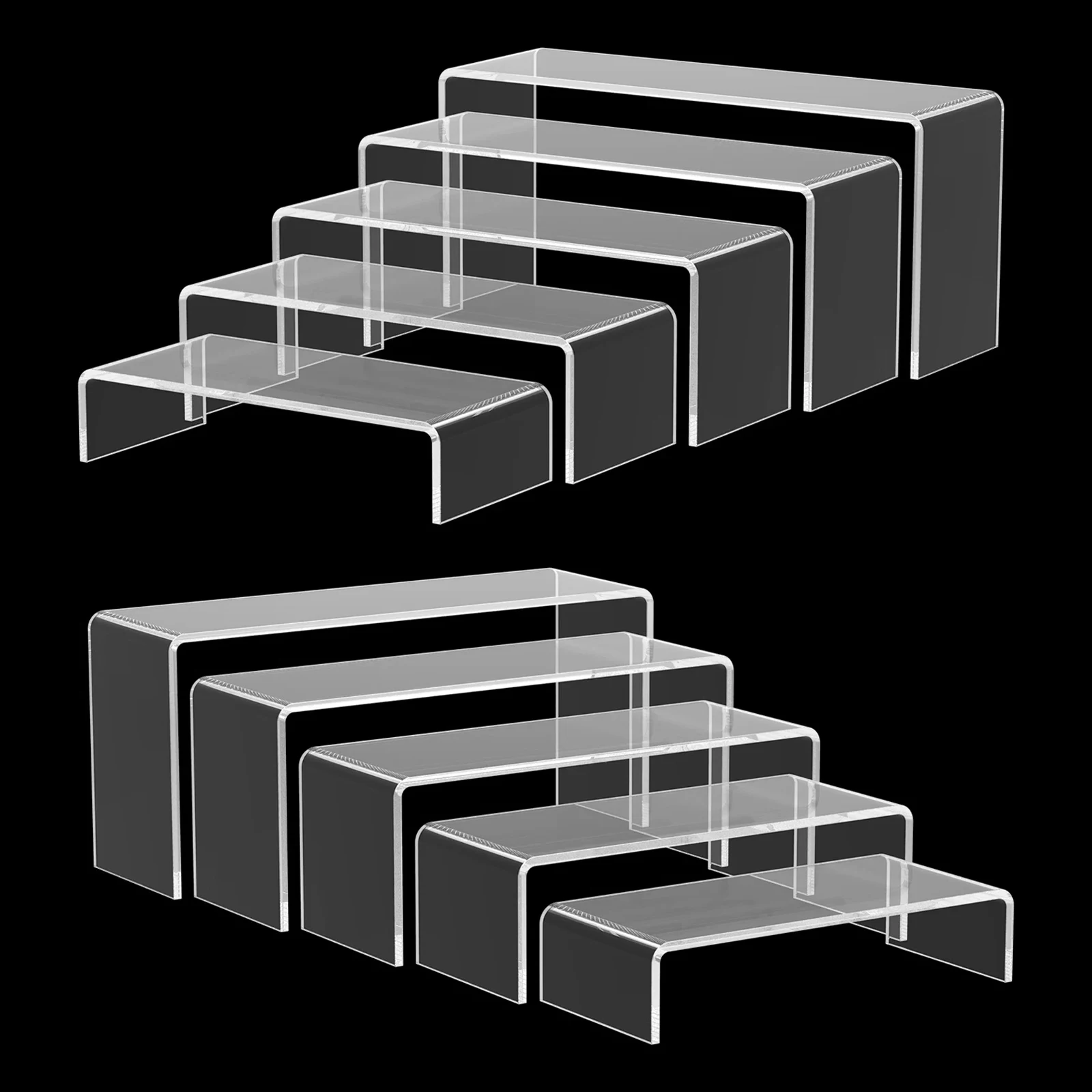 Acrylic Transparent Display Stand U Shape Lightweight Holder Window Counter Cosmetics Rack Dessert Model Shelf 3/6/9Pcs