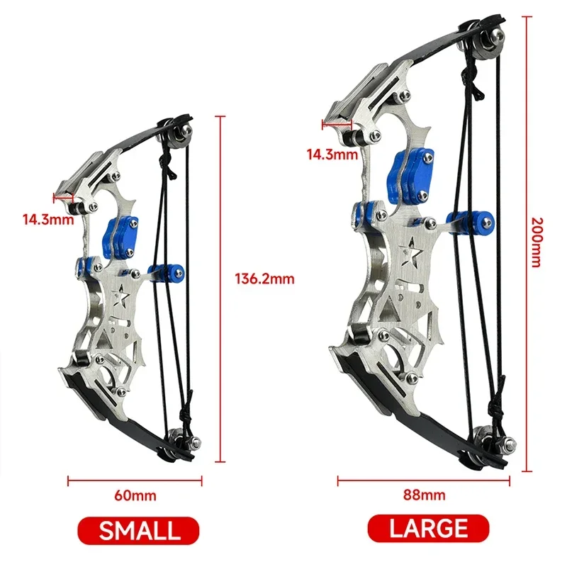 Indoor and Outdoor Decompression Bowstring Set 2 Size Mini 304 Stainless Steel Compound Bow Small Pulley Bow Arrow Shooting Toy outdoor camping toys rubber band toys
