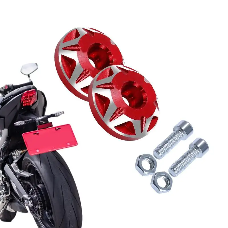 

Anti Theft License Plate Screws Motorcycle Plate Bolts License Plate Tag Bolts 2 Pcs Black Silver Red Aluminum Alloy License