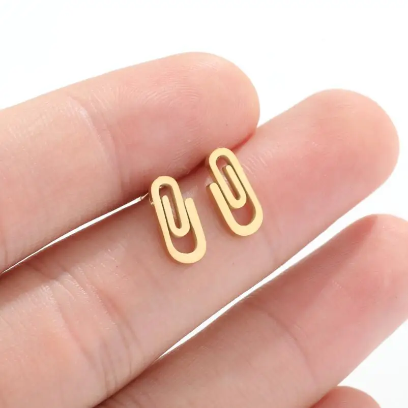 

Stainless Steel Creative Paper Clip Earrings for Women Trendy Minimalist Geometric Earrings Jewelry Accessories Party Gift