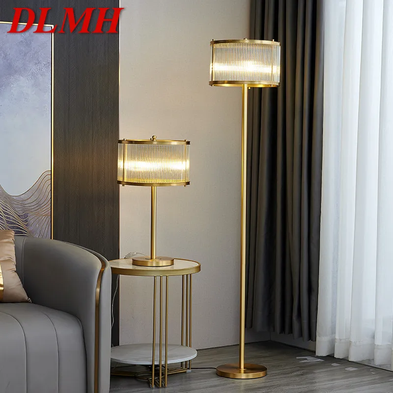 

DLMH Nordic Brass Floor Lamp Modern Luxurious Bedroom Living Room Beside The Sofa LED Decorative Standing Light