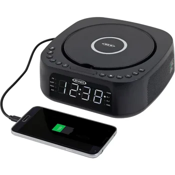 Digital Dual-Alarm Clock with CD Player, FM Radio, USB Charging, Battery Backup for Bedroom and Office Use 2