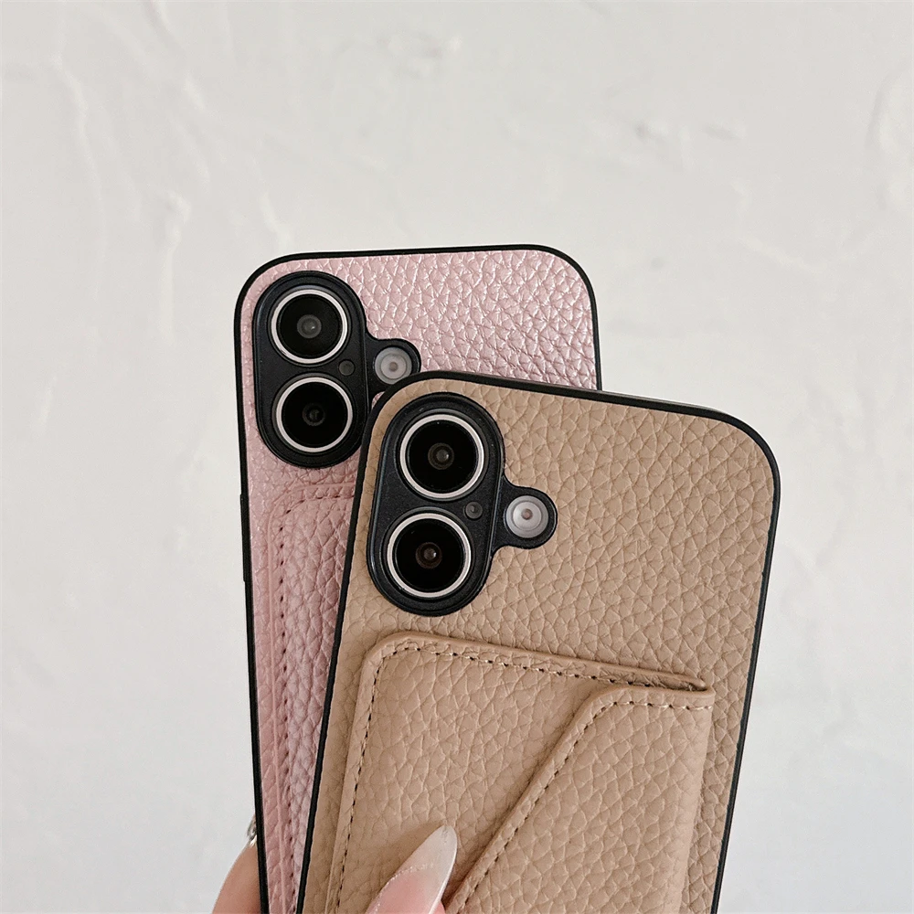Custodia in pelle con tracolla di lusso per iPhone 16 13 15 12 14 11 Pro Max X XS XR 7 8 SE Plus con tasca per carte di credito e cordino_voghion.com