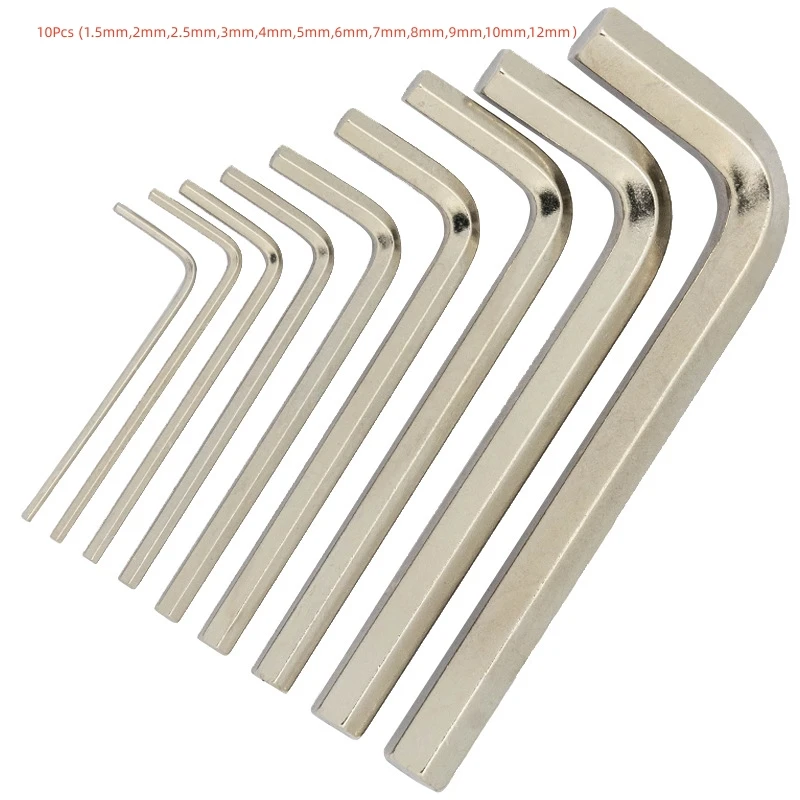 

12Pcs 1.5~12mm Allen Hex Key Set Nickel Plated Hexagonal Key L-type Wrench Hex Hexagon Screwdriver Wrench Sets Hardware tools