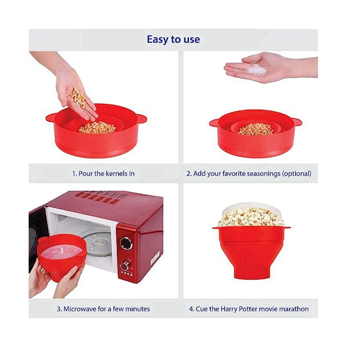 Popcorn Popper Con Coperchi-Contenitore Per Popcorn Pieghevole In Silicone Per Popcorn