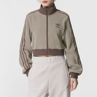 Adidas (Adidas) Trefoil Vêtements de sport pour femmes, veste courte à col montant en tissu gaufré, manteau à la mode coupe slim Kc2645 1
