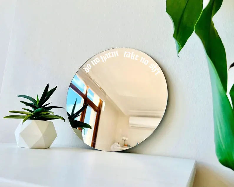 Slogan Mirror White Sticker Funky Mirror Funny Motivational Stickers Laptop Stickers Car Decal Waterproof Vinyl Decal Wall Art mirror wall sticker