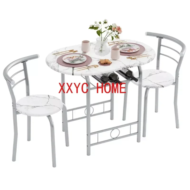 Vineego 3 Pieces Dining Set for 2 Small Kitchen Breakfast Table Set Space Saving Wooden Chairs and Table Multiple Colors