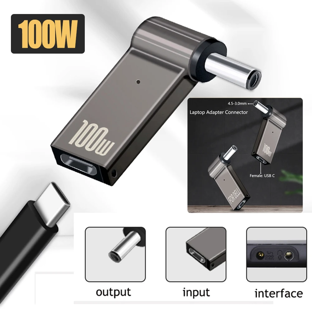Laptop Charger PD 100W Power Supply Adapter USB Type-C Female to DC Male Jack Plug for ASUS 19V 20V HP 19.5V Dell 19.5V