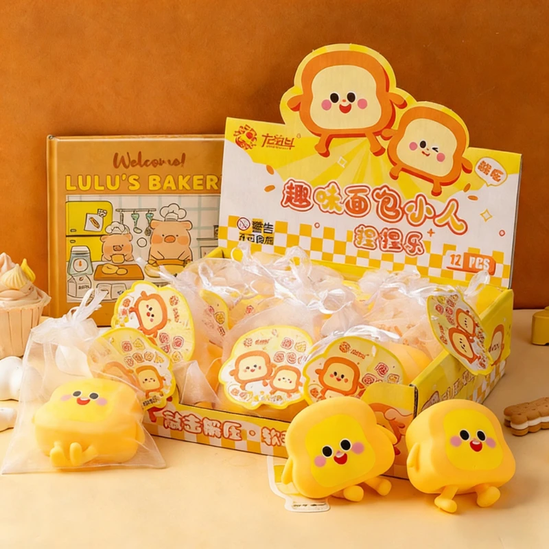 Super Soft Bread Man Anti Stress Squishy Toys Slow Rebound Venting Balls Sensory Squeeze Fidget Toy For Adults Kids Party Favors