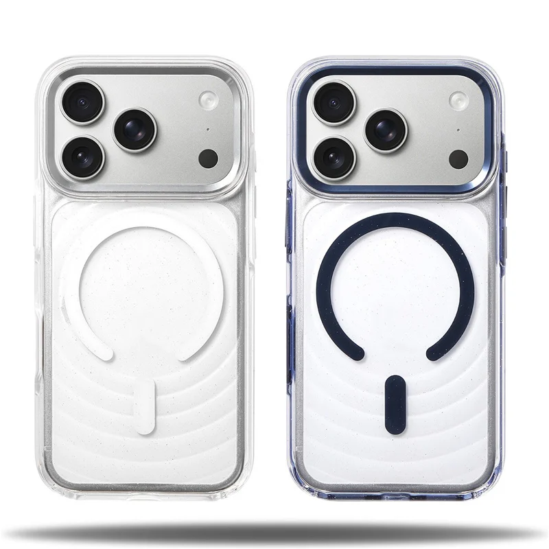 Bling Glitter Clear Ripple Magnetic Phone Case with Touch Camera Button and Wireless Charging