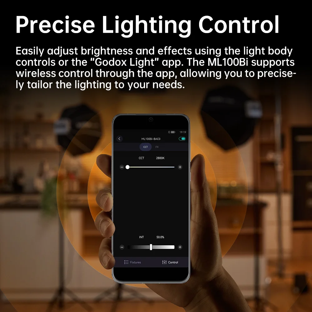 Godox ML100BI 풀 컬러 LED 비디오 조명 휴대용 RGB 포켓 필 라이트 (카메라 야외 촬영, 라이브 및 앱 제어)